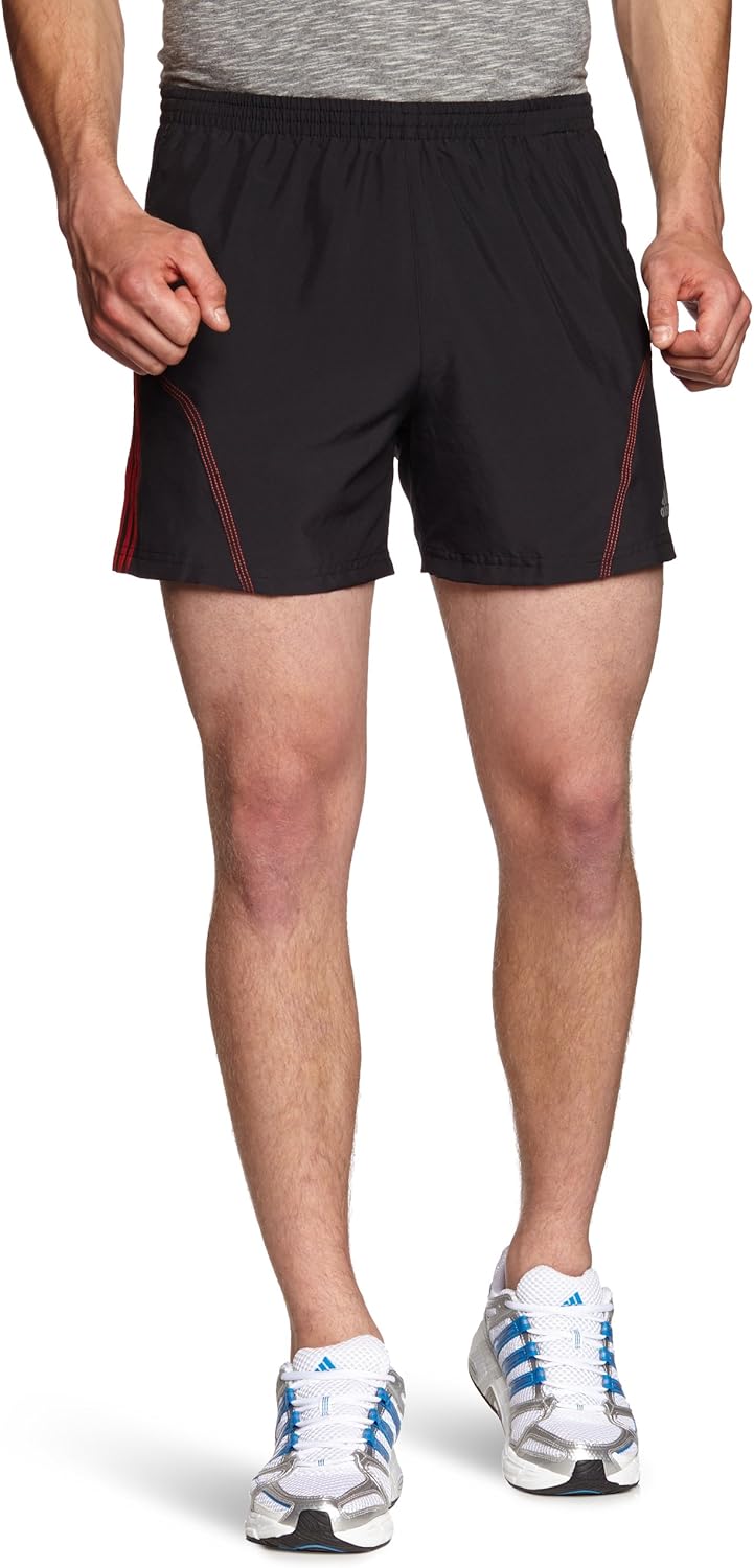 adidas Response Men's Shorts 5 Inch 3Stripes black/vivid red s13 Size