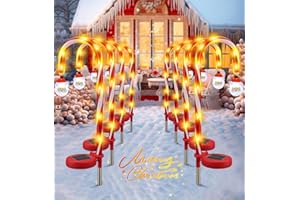 AISCOOL 31" Christmas Cane Pathway Lights with Christmas Solar Decorations Outdoor Markers Lights Built-in LED Lights Christmas Decor for Xmas Holiday Party Walkway Patio Garden Decor 4pcs