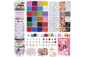 Blingfun 5500pcs Bracelet Making Kit,4 mm Glass Seed Beads and Letter Alphabet Beads,Expression Beads, Number Beads and Other Craft Beads,for Friendship Bracelets, Necklaces, Key Chains