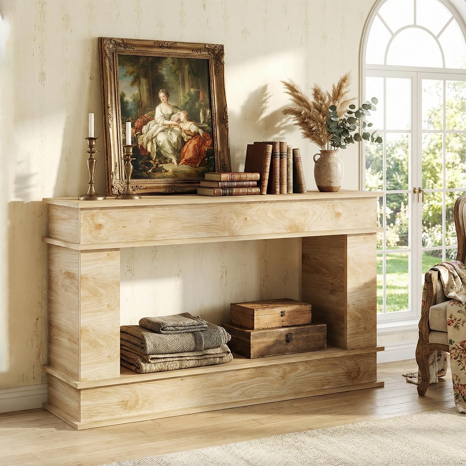 Photo 1 of *** PICTURE FOR REFERENCE ONLY/DARK BROWN***63-Inch Long Console Table, Farmhouse Entryway Table with Open-Back Storage, Wood Narrow Entry Table Couch Table behind Sofa, Modern Entrance Table for Living Room, Hallway,Foyer, Behind Couch,Natural