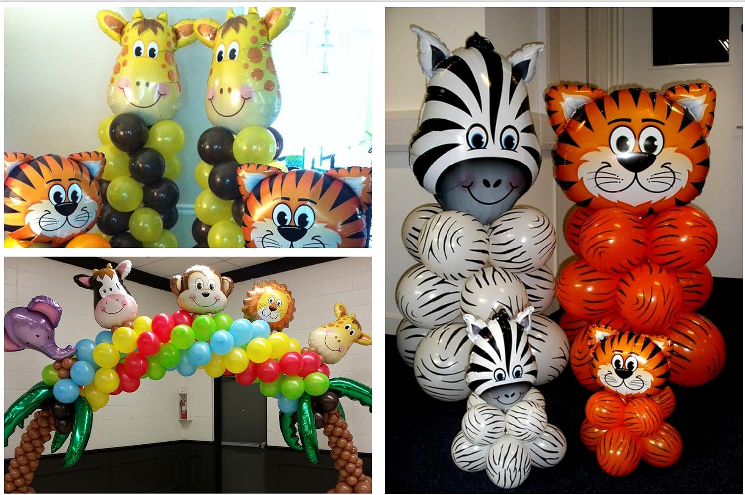 Ximkee Jungle Elephant Giraffe Tiger Lion Monkey Zebra Foil Balloons Kit Zoo Festival Party Supplies Pack of 6 (Jumbo) - Image 5