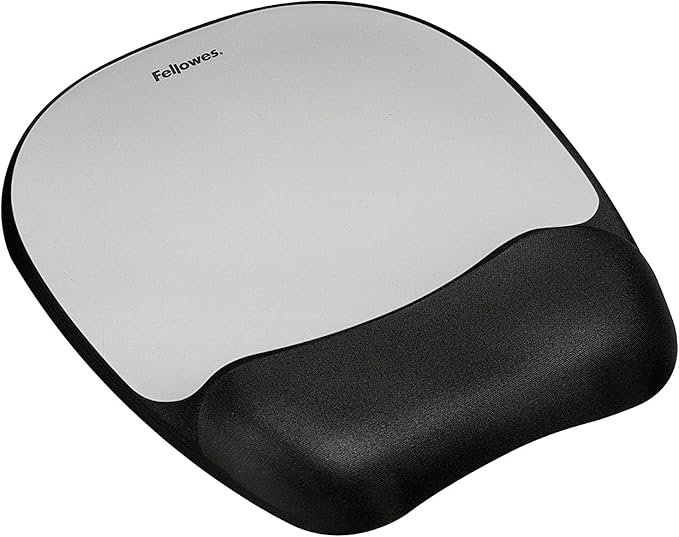 Fellowes Memory Foam Mouse Pad With Wrist Rest Silver Streak Amazon