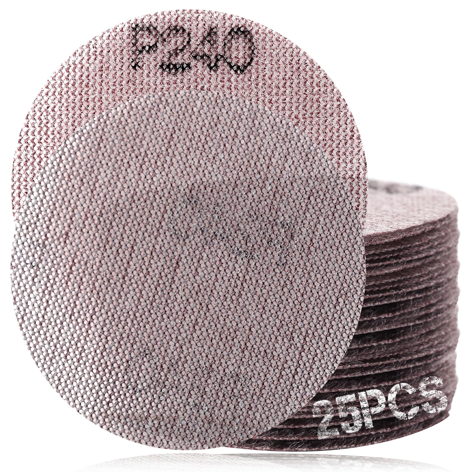 SPEEDWOX 3-Inch 240 Grit Mesh Abrasive Dust Free Sanding Discs, Virtually Dust-Free, Box of 25 Discs, Sanding Discs Hook And Loop For Metal, Wood, Composites, Stock Removal, And Fine Finishing