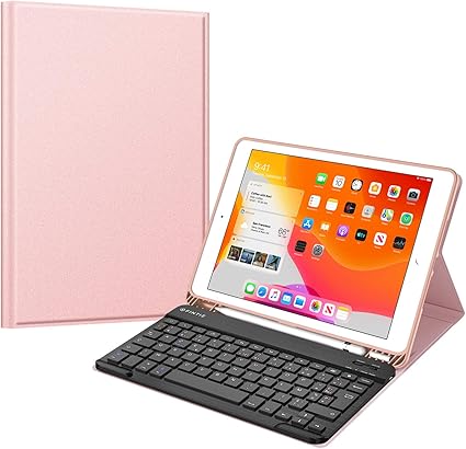 Fintie Coque Clavier Pour Ipad 10 2 Pouces 8eme Gen 7eme Gen 2020 2019 Clavier Azerty Housse De Protection En Tpu Souple Slimshell Avec Porte Stylo Clavier Sans Fil Bluetooth Or Rose Amazon Fr Informatique