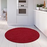 THE RUGS Shaggy Living Room Rug 120 cm Round Red 30 mm Thick 100% Polypropylene view 2