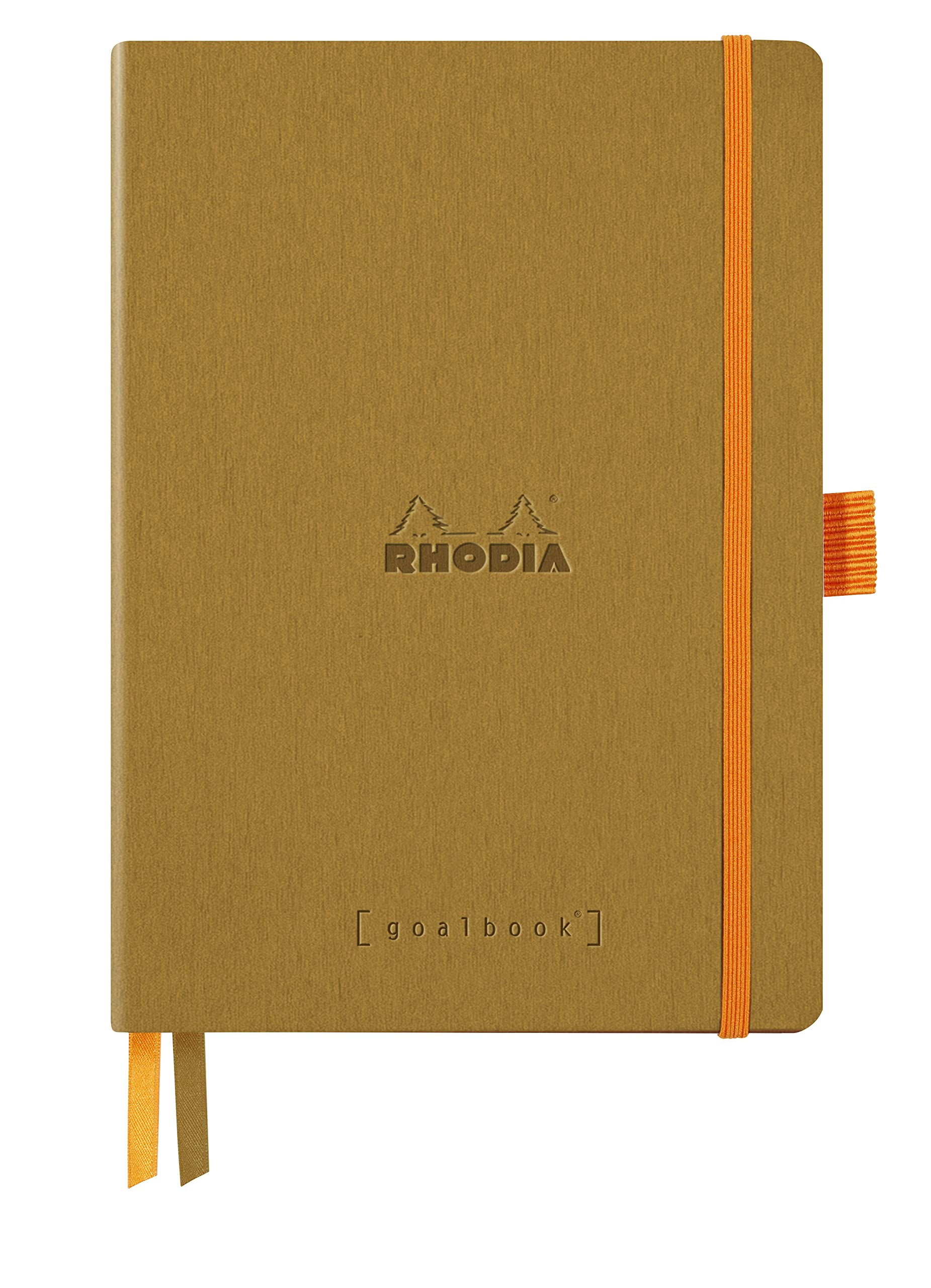 RHODIA 117811C - Notebook Bullet Journal Goalbook Gold - A5 14.8 x 21 cm - Dotted - 240 pages Ivory 90 g/m² paper - 2 Ribbons, Elastic closure - Leatherette