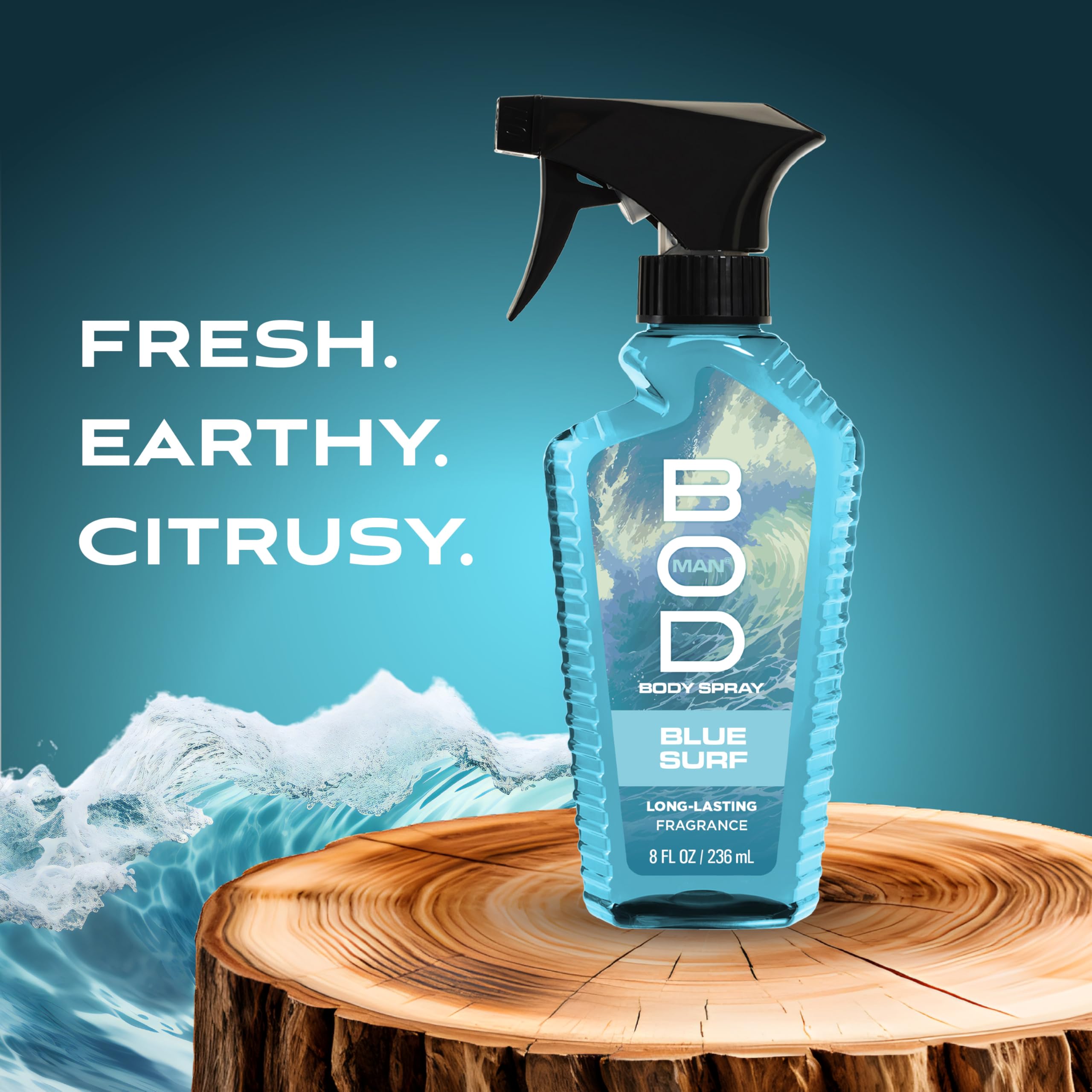 BOD man Fragrance Body Spray, Blue Surf, 8 fl oz