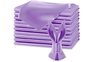 KKJIAF Lavender Silky Satin Napkins (12 Pack, 17x17 Inches),Washable Polyester Square Table Napkins for Wedding Dinner Party 