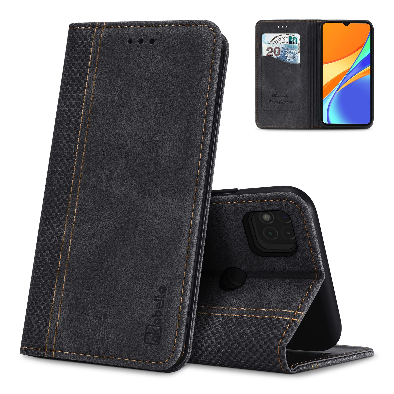 AKABEILA Case for Xiaomi Redmi 10 4G 2021 2022/10 Prime 2022 PU Leather Flip Wallet Case with Magnetic Closure Kickstand Card Slots Folio Phone Case Cover Shockproof(6.5") Black — image 1