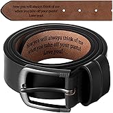 Bunnycool Mens Belt Gift Husband Personalized Belts for Men Engraved Leather Gift for Him Valentine's Day Birthday Wedding