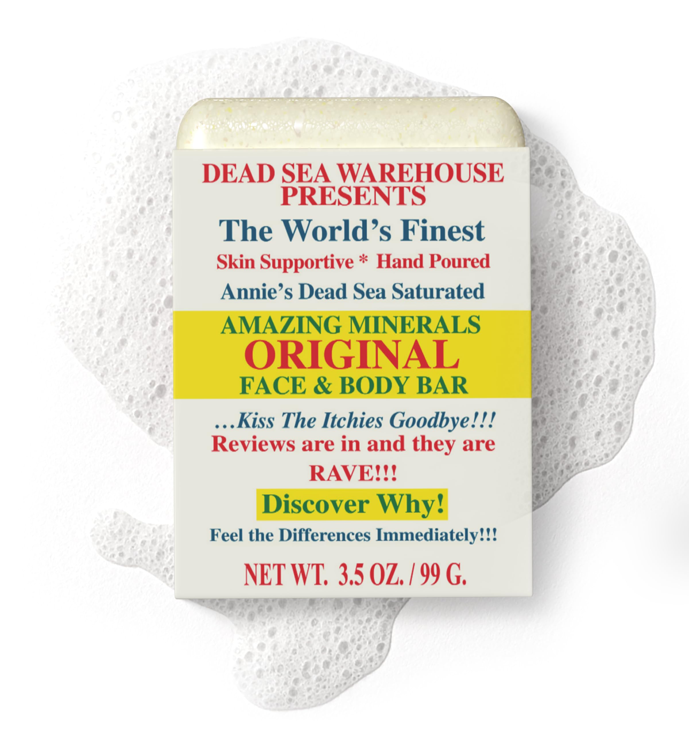 Dead Sea Warehouse - Dead Sea Salt Soap Bar - Original Face & Body Bar - Hydrating Mineral Soap for All Skin Types, Fragrance-Free - 3.5 oz