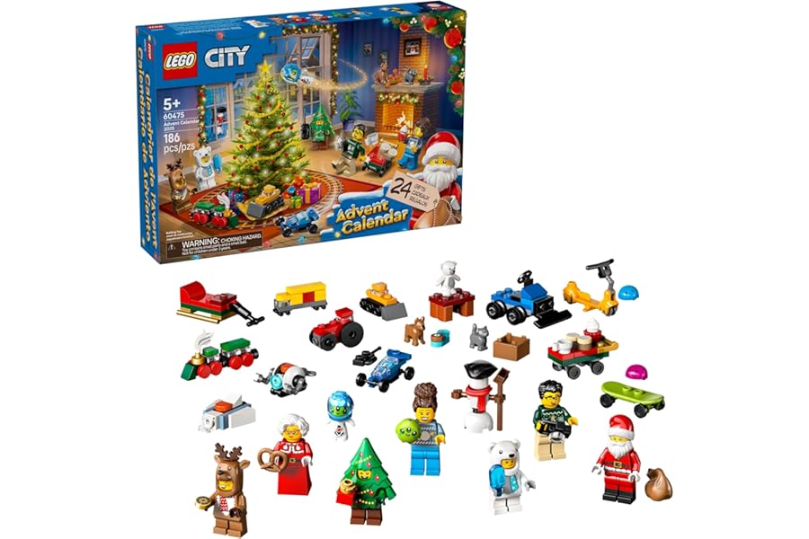 LEGO City Advent Calendar 2025 — Holiday Countdown Toy for Kids with Santa & Mrs. Claus Minifigures