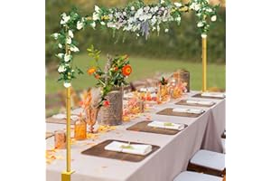 SKOIENY Over The Table Rod Stand with Clamps, Adjustable Table Arch 28"-98" Length, 13"-42" Tall, Table Balloon Arch Stand for Wedding, Birthday, Christmas, Halloween, Craft, Party Decoration, Gold