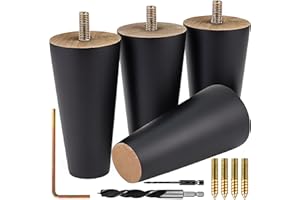 Airy Abode Premium Black Wood Furniture Legs (Full Install Kit) - Pick Your Size and Color