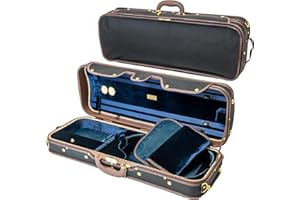 MI&VI AW-9001 Professional Hard Wood Oblong Viola Case (Full Size) | Luxury Silk Interior | High-Density | Hygrometer | Therm