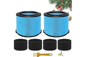 LVJUSEN VF3500 Filter Replacement for Ridgid 4 Gallon Shop Vaccum, 26643 Fine Dust Filter for 3/4/4.5 Gallon Wet Dry Portable Vacuums, Replaces WD40700, WD30500-2 Pack