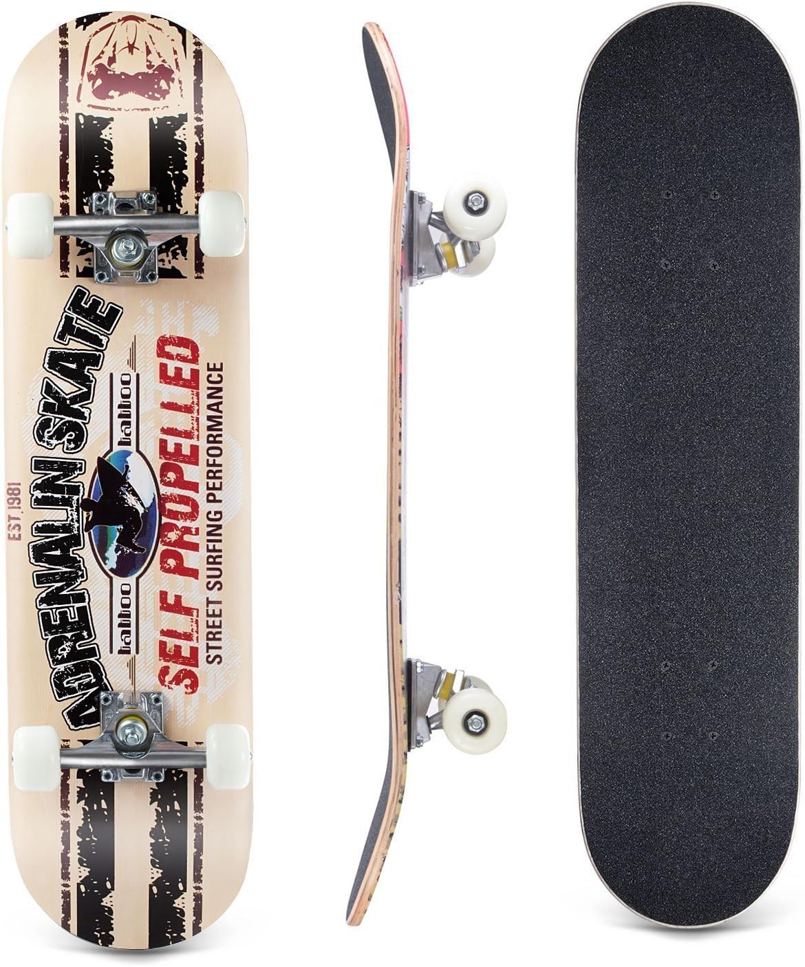 Lelly Q Complete Skateboard - 31" x 8" Inches,8 Layer Maple Wood Tricks Skate Board for Beginner,Birthday Gift for Extreme Sports and Outdoors (Summer Passion)