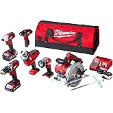 Milwaukee 2695-25CX M18 18-Volt Lithium-Ion Cordless Combo Tool Kit (5-Tool)