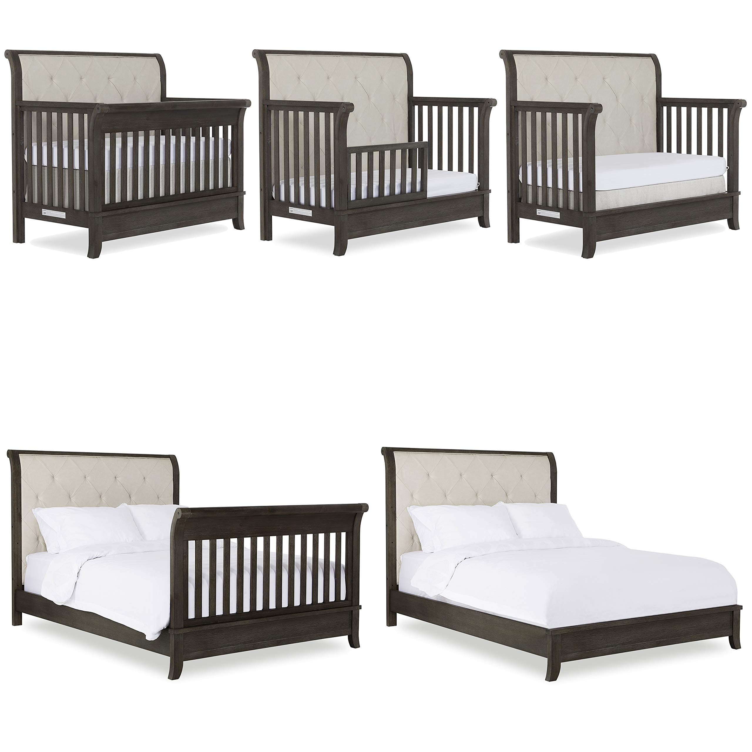 Evolur Signature Amsterdam 5-in-1 Convertible Crib in Smokey Brushed Grey
