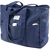 Bagelite Extra Large Canvas Tote for Women Men, Utility Work Bag with Zipper