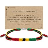 LAMIBEE Patriotic Country Code Flag Pride Bracelet, Protection and Lucky Surfer String Bracelet, Tibetan Wrist Wrap Bracelet, Boho Rope Bracelet for Women, Men, String Thread