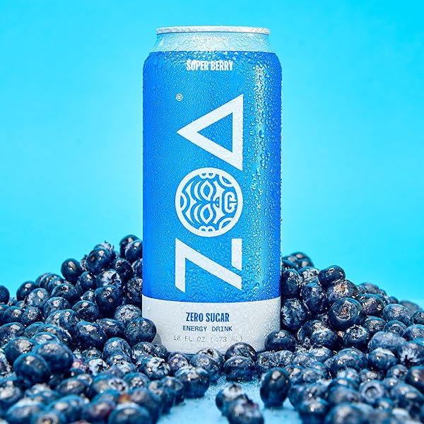 ZOA ZERO SUGAR ENERGY DRINKS, SUPER BERRY – SUGAR FREE WITH ELECTROLYTES, HEALTHY VITAMIN C, AMINO ACIDS, ESSENTIAL B-VITAMINS, AND CAFFEINE FROM GREEN TEA – 16 FL OZ (12-PACK)
