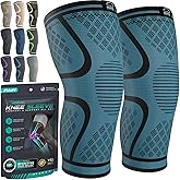 Modvel Compression Knee Brace for Women & Men - 2 Pack Knee Brace for Women Running Knee Pain, Knee Support Compression Sleeve, Workout Sports Knee Braces for Meniscus Tear ACL & Arthritis Pain Relief