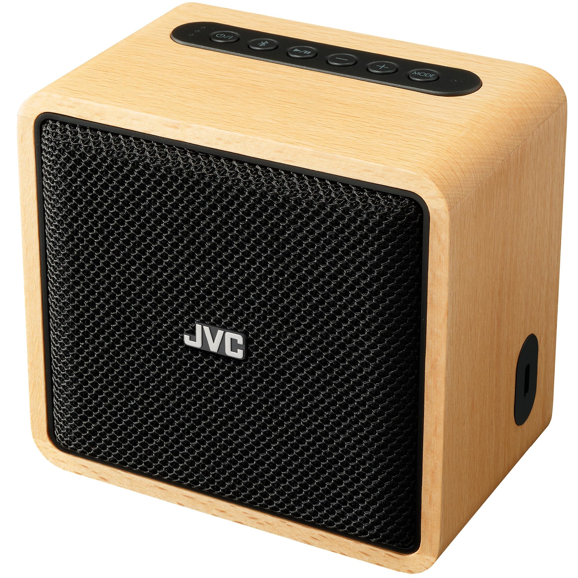 Photo 1 of JVC Wireless Bluetooth Speaker - Retro Portable Speaker with Genuine Wood Design, Palm-Sized, Great for Travel, Home, Office use - Up to 12 Hr Battery - Rich Sound, USB-C and Aux Input - SPWS1BT