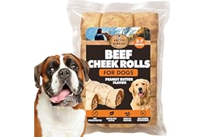 BRUTUS & BARNABY Premium Beef Cheek Rolls for Dogs 5-7" - (3-Pack), Peanut Butter Flavored Long Lasting, Safe & Natural Rawhide Alternative Chews, Ideal for Large Dogs & Aggressive Chewers, Supports Dental Health