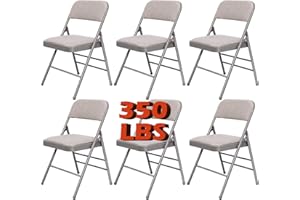 SUSICI 6 Pack Grey Folding Chairs, Fabric Dining Chair Set with Padded Cushion and Back, Portable Commercial Stackable Foldable Party Chairs for Home Office Wedding Indoor Outdoor Events