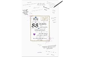 BAAUYE 88th Birthday Party Guest Book Poster - Table Centerpiece Decoration Banner for Women or Men Turning 88 years old - Sweet Guest Book Alternative - 11x17 In Art Anniversary Keepsake Sign for Wishes