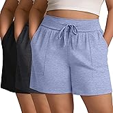 Evervibe 3 Pack Women's Plus Size Shorts, Drawstring Sweat Shorts Loose Lounge Running Athletic Shorts with Pockets