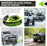 MAIKEHIGH Tow Rope 5M x 5cm 10 Ton Off-Road Recovery Straps Set view 2