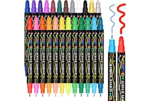Betem 24 Colors Dual Tip Acrylic Paint Pens Markers, Premium Acrylic Paint Pens Stocking Stuffers for Rock Painting, Wood, Ca