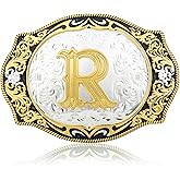 QQA Western Cowboy Belt Buckle ABCDJ to Z Initial Letter Belt Buckles for Men Women