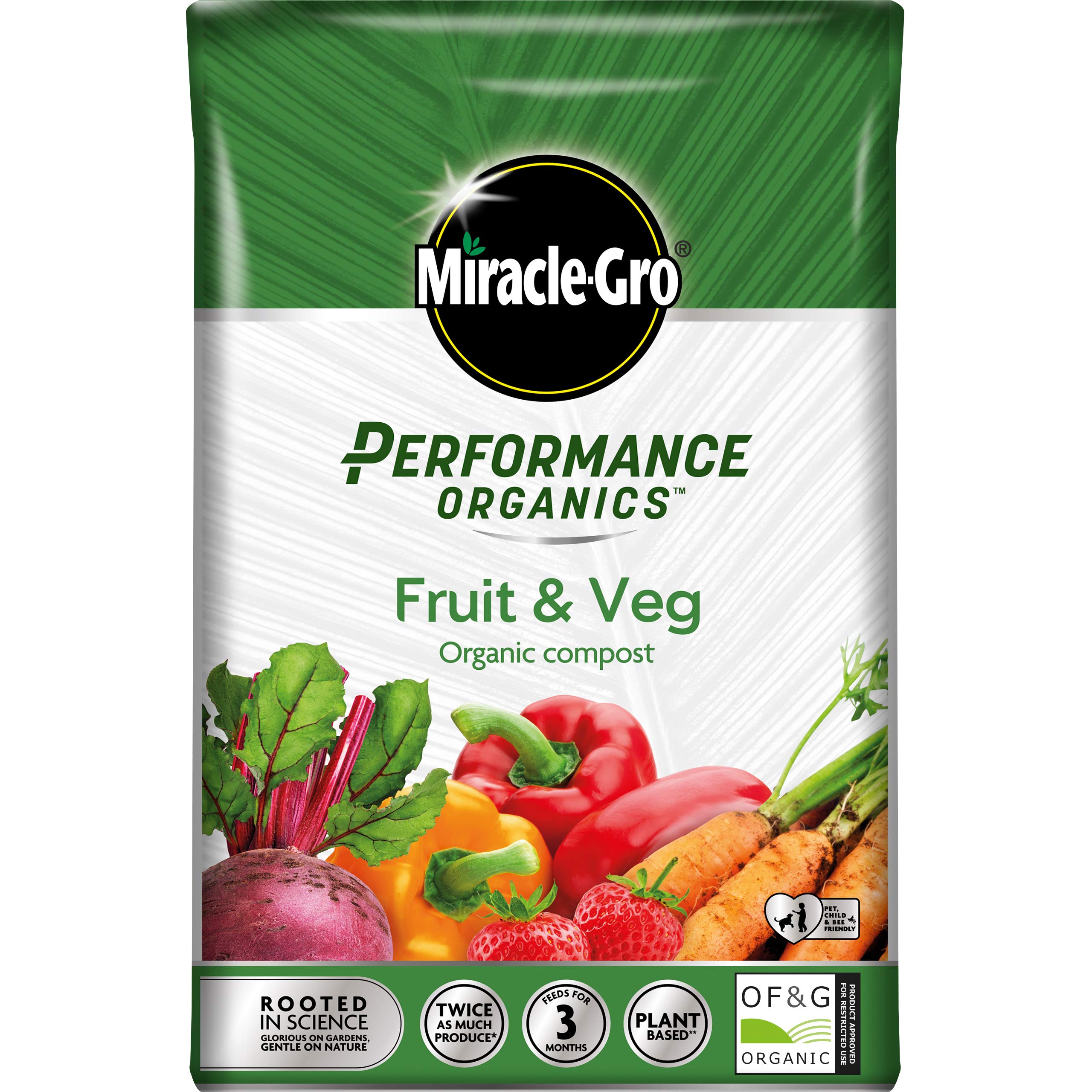 Miracle-Gro Performance Organic, Fruit & Vegetable Compost - 40 Litre Bag