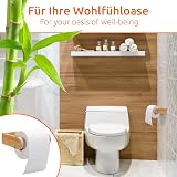 ECENCE Bamboo Wooden Toilet Roll Holder Wall Mounted No Drill Self Adhesive view 3