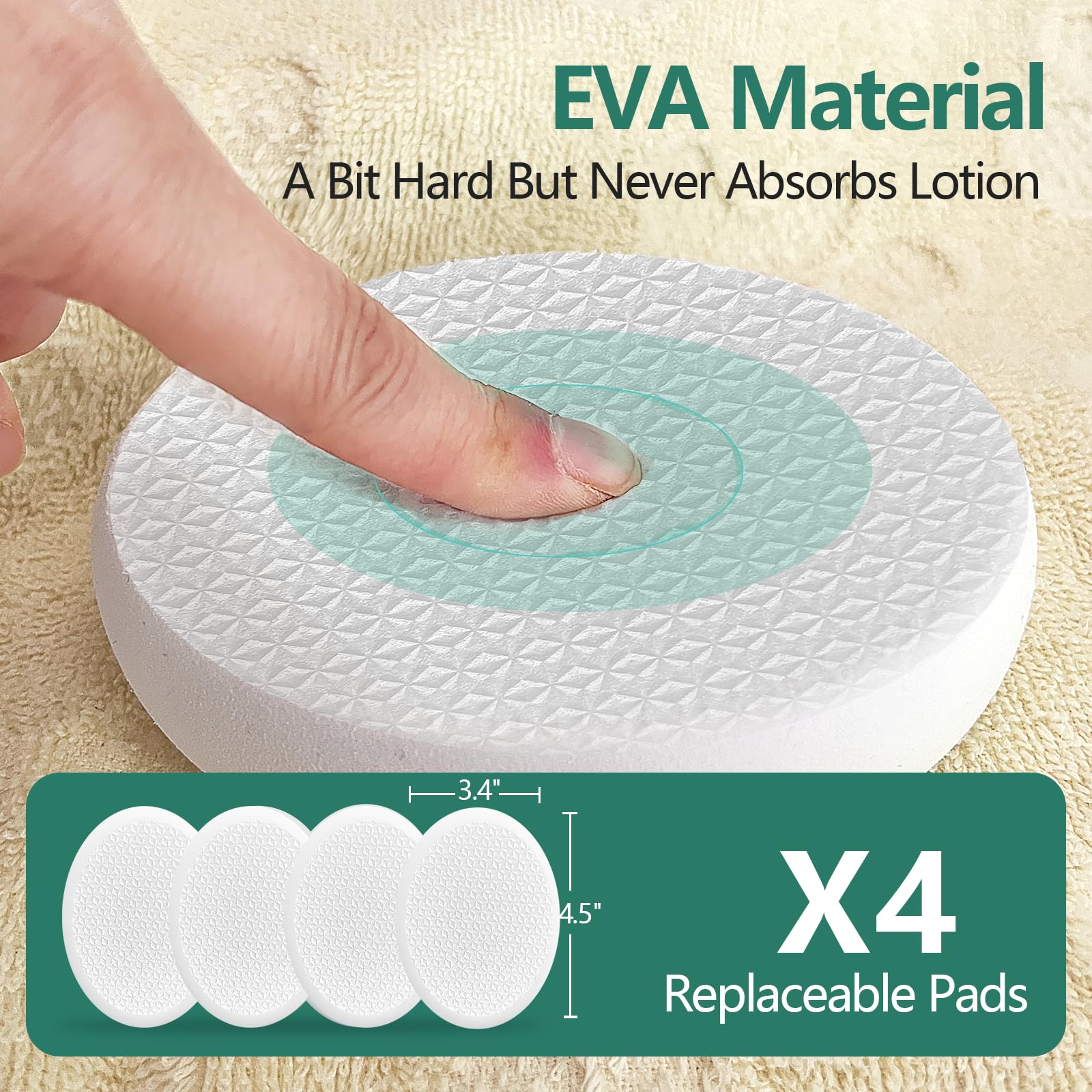 Back Lotion Applicator with 4 Replaceable Pads, Lotion Applicator for Back Self Elderly, Women, Sunscreen Applicator for Cream with 17