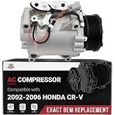 A/C Compressor with Clutch - Compatible with Honda - CR-V - AC Compressor - AC Compressor With Clutch - Replaces 10663AC, 10663ACAA, 1522110, 10345240, 10349721-2002-2006