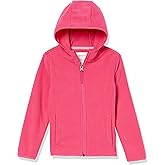 Amazon Essentials Girls and Toddlers' Polar Fleece Full-Zip Hooded Lightweight Jacket
