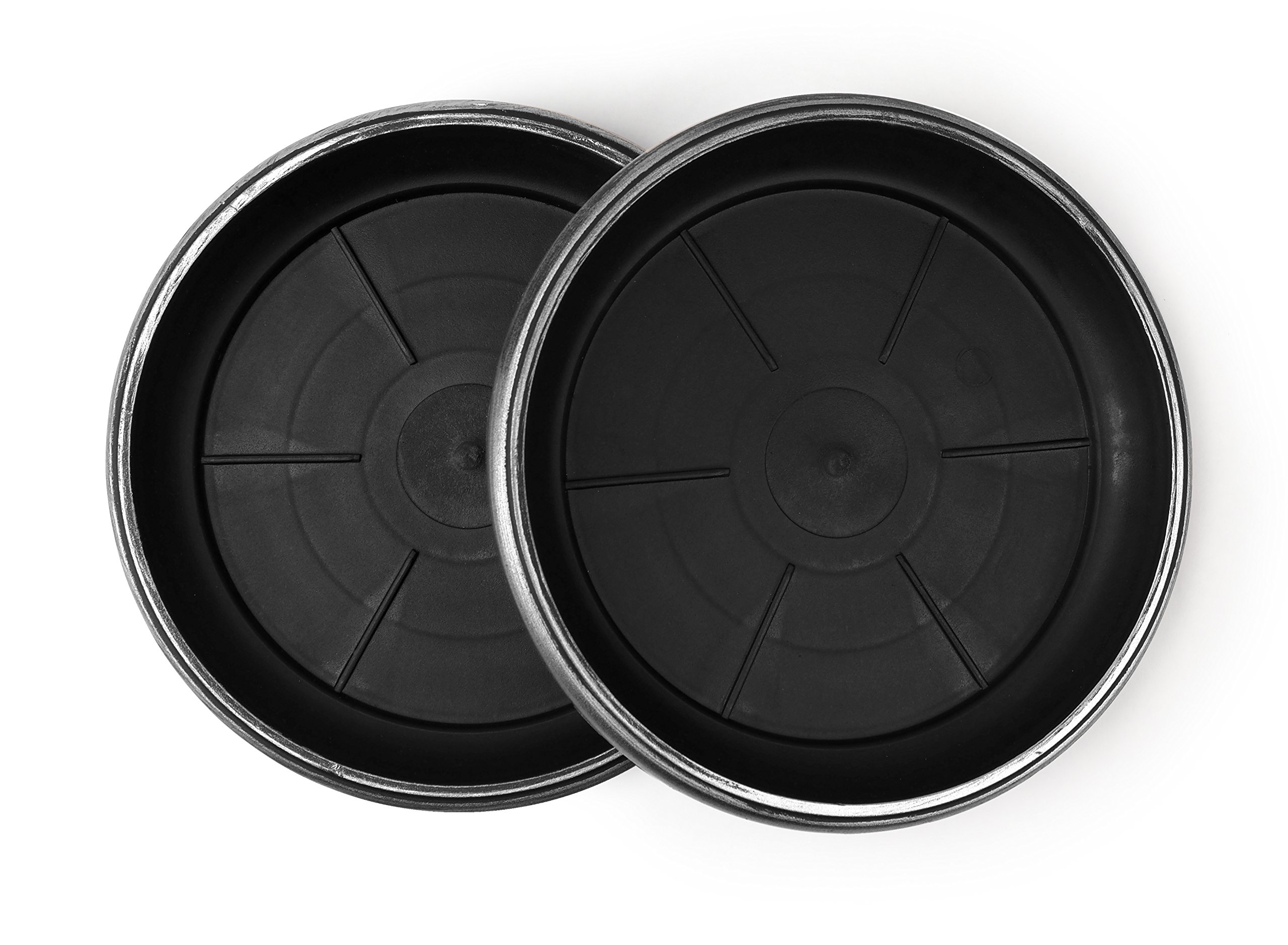 Sapphire USASapphire USA Decorative Heavy Duty Tray/Saucer (2 Pack) Rustic Medieval/French Country Look, Pot/Planter Base for Indoor/Outdoor Decor Use. Long Lasting, Reusable Light Weight (7 inches, Silver)