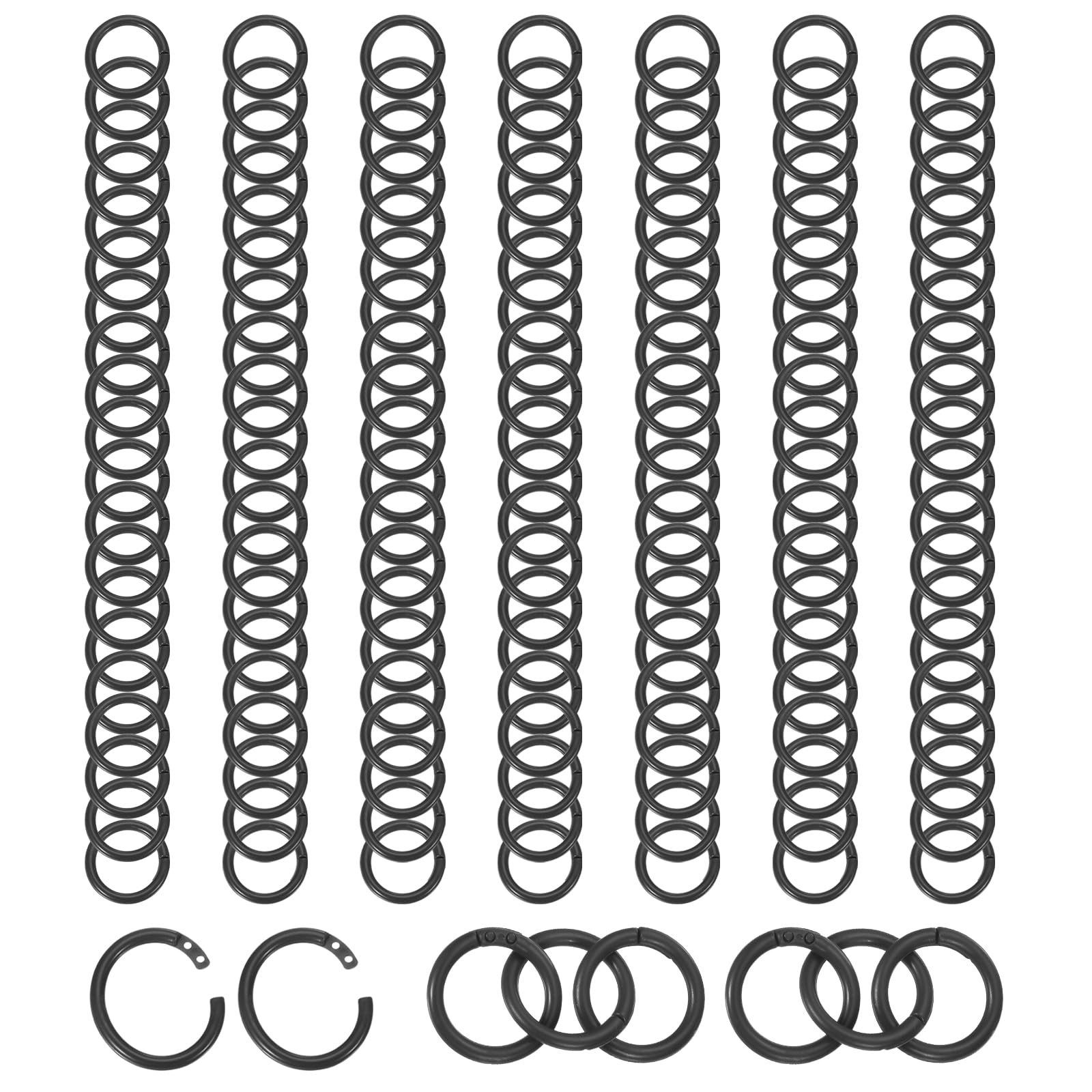 PATIKIL 1.1" Loose Leaf Binder Rings, 144Pcs Binder Ring Book Rings Plastic Key Rings for Paper Index Card Flash Card Book DIY Scrapbook Notebook Photo Album Office, Black