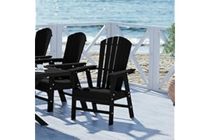 WestinTrends Dylan Dylan Outdoor Patio Shell-Back Adirondack Dining Chair Weather Resistant Black