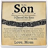 Love You This Much Sentimental Cuban Stainless Steel Bracelet - Mom to Son Gift for Birthday, Unique Present