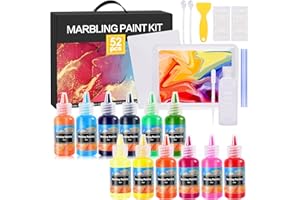 TMOL Marbling Paint Art Kit, 12 Colors Water Marbling kit, Water Art Paint Set, Arts and Crafts for Girls & Boys Ages 6-12, Craft Kits Art Set for Activities