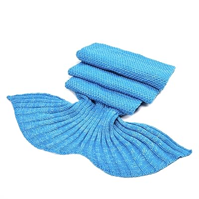 Buy Laghcat Mermaid Tail Blanket Crochet Mermaid Blanket For Adult Soft All Seasons Sleeping Blankets Classic Pattern 71x35 5 Blue Online In Indonesia B01eszpioa