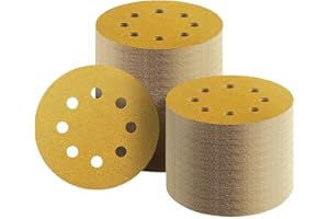 LONGTERM 240 Grit Sanding Discs 5 Inch 8 Hole, 100 Pack Hook and Loop Orbital Sandpaper, Aluminum Oxide for Wood, Metal, Grin