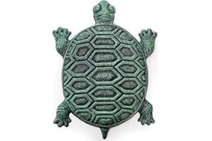 Lawei Cast Iron Turtle Stepping Stone, Sturdy Metal Stepping Mat for Front Door, Garden, Lawn and Yard, Verdigris Tortoise De
