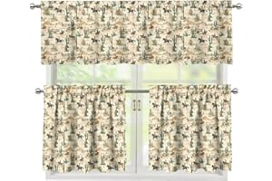 Pxtubomyo Horse Over Sink Kitchen Curtains 3 Piece Set, 54" x 18" Valance, 27" x 24" Tier, Polyester Soft Skin-Friendly Valan