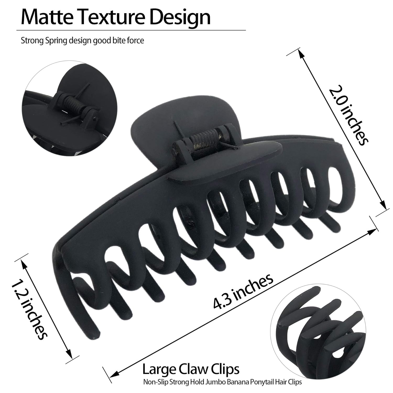 OWIIZI Large Hair Claw Clips for Women 4.3" Matte Leopard Jumbo Hair Clips Non-Slip Ponytail Barrette Strong Hold Claw Clips for Girls Long Thick Hair (4Packs) : Beauty